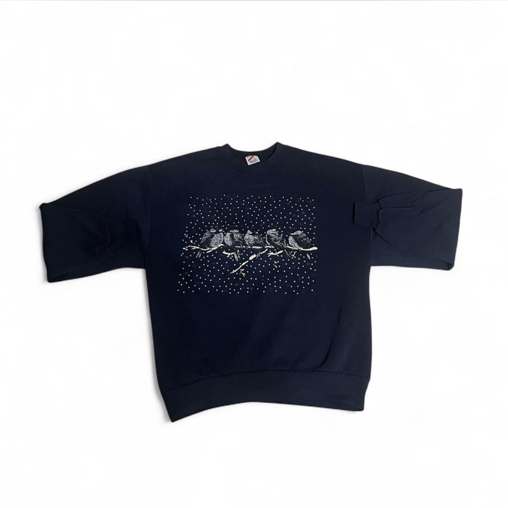 Jerzees Men's Crewneck Sweatshirt  in Dark Blue with Graphic